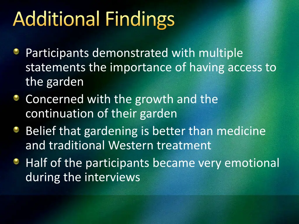 additional findings