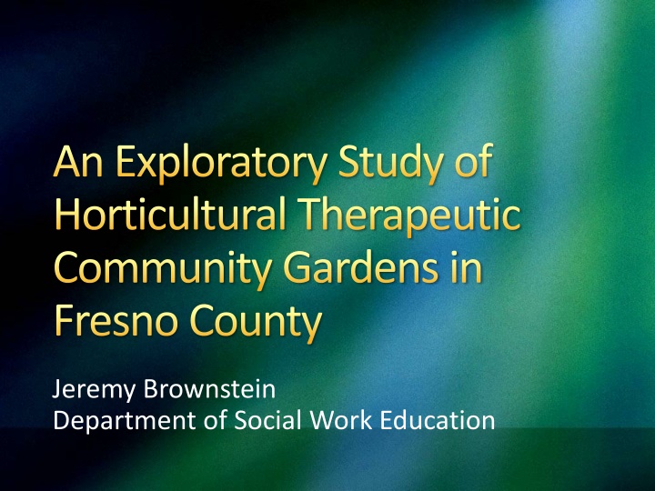 an exploratory study of horticultural therapeutic