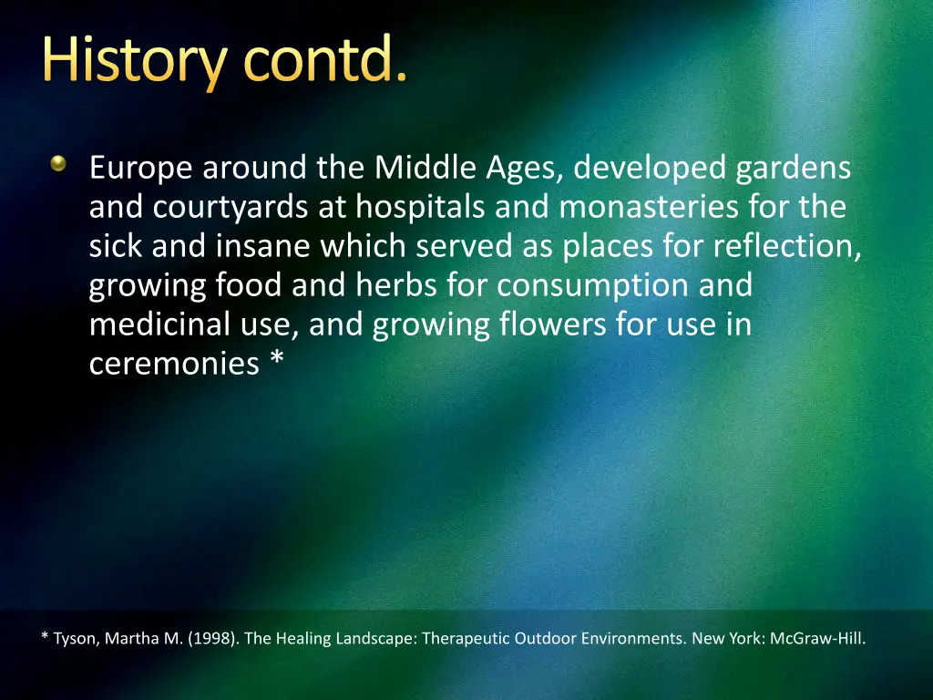 history contd