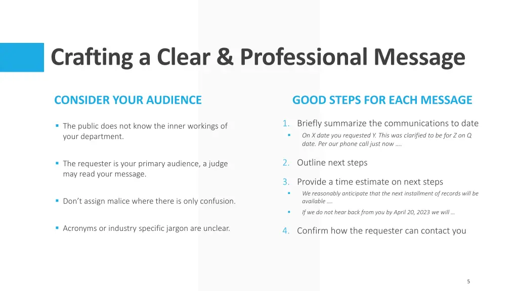 crafting a clear professional message