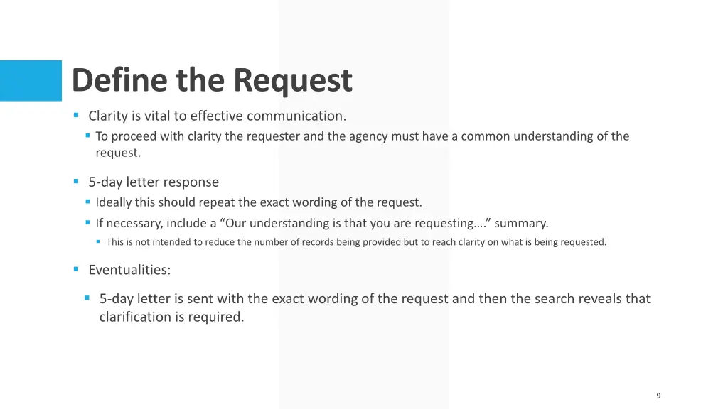 define the request clarity is vital to effective
