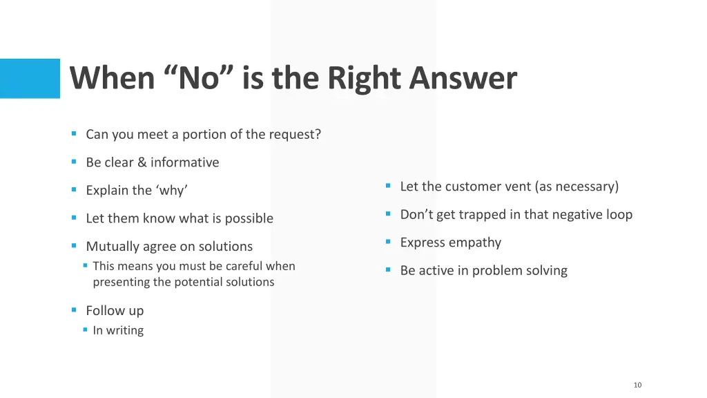 when no is the right answer