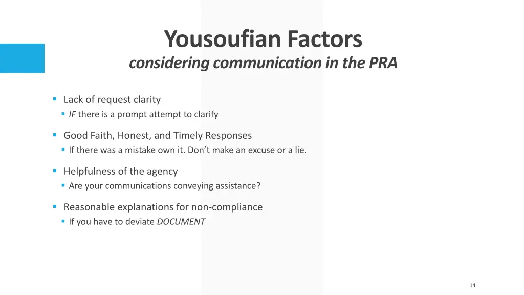 yousoufian factors considering communication