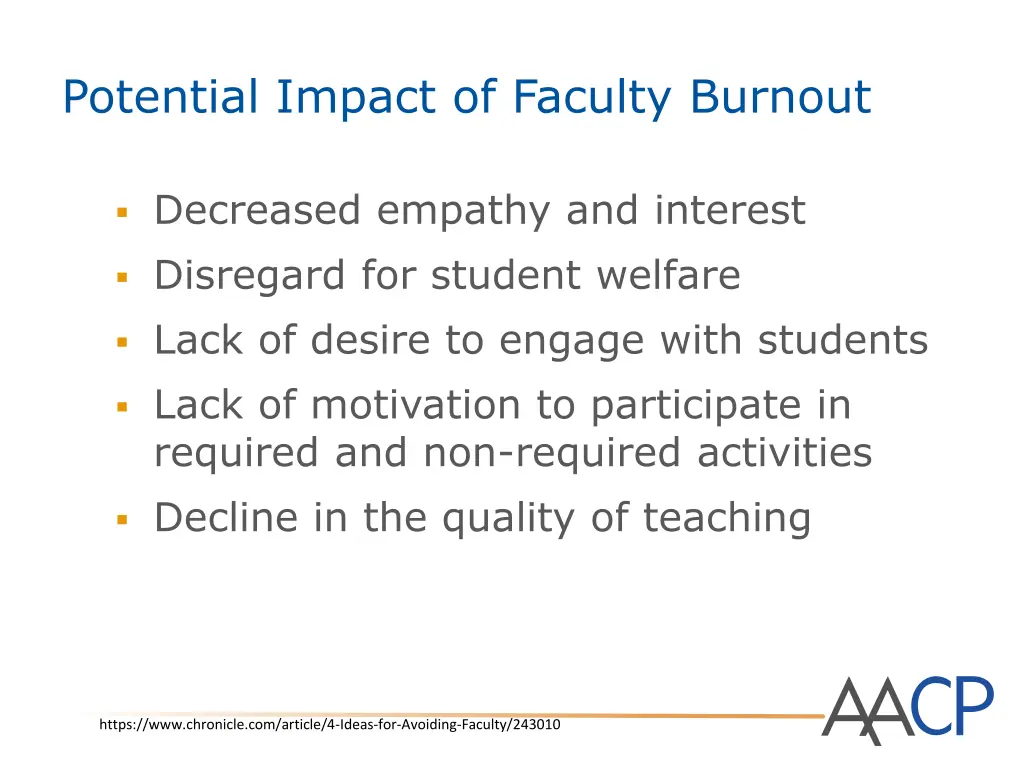 potential impact of faculty burnout