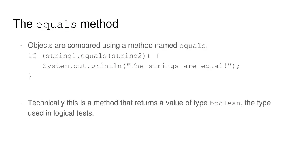 the equals method