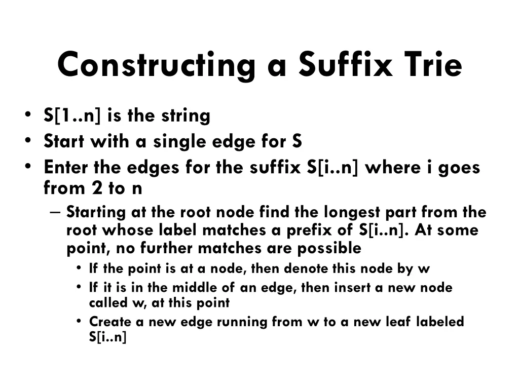 constructing a suffix trie