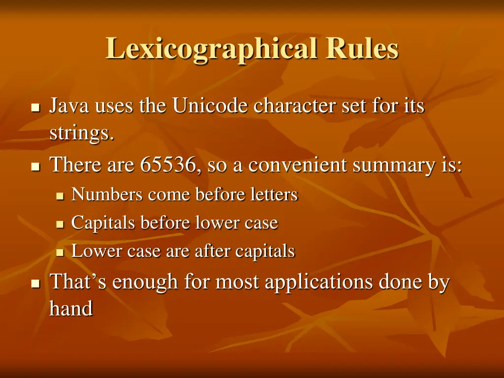 lexicographical rules