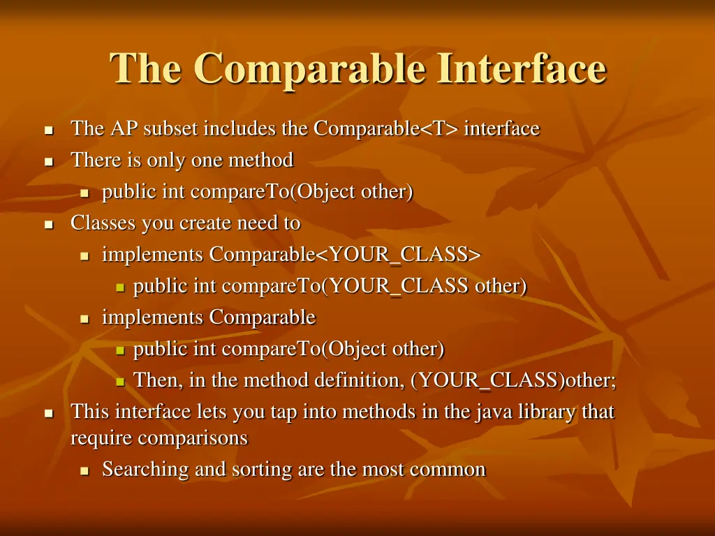 the comparable interface