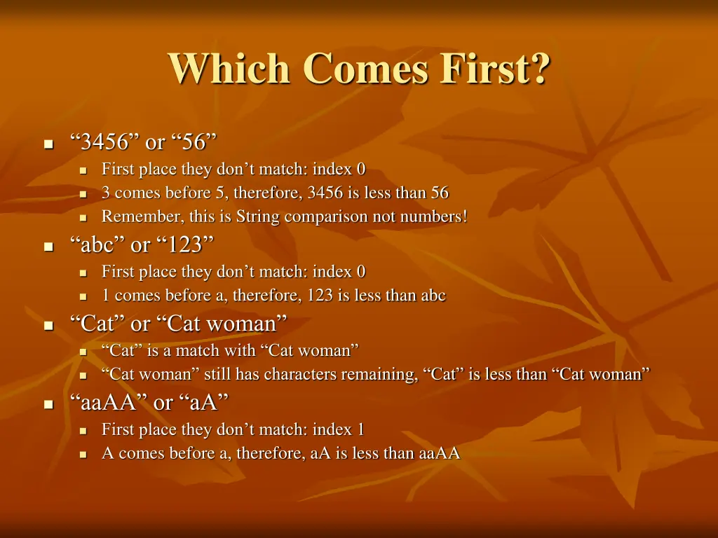 which comes first