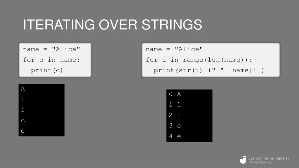 iterating over strings