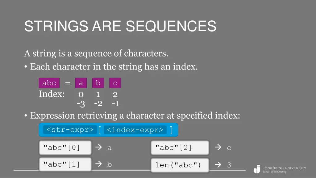 strings are sequences