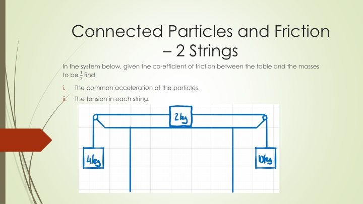connected particles and friction 2 strings