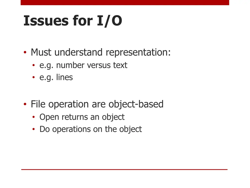 issues for i o