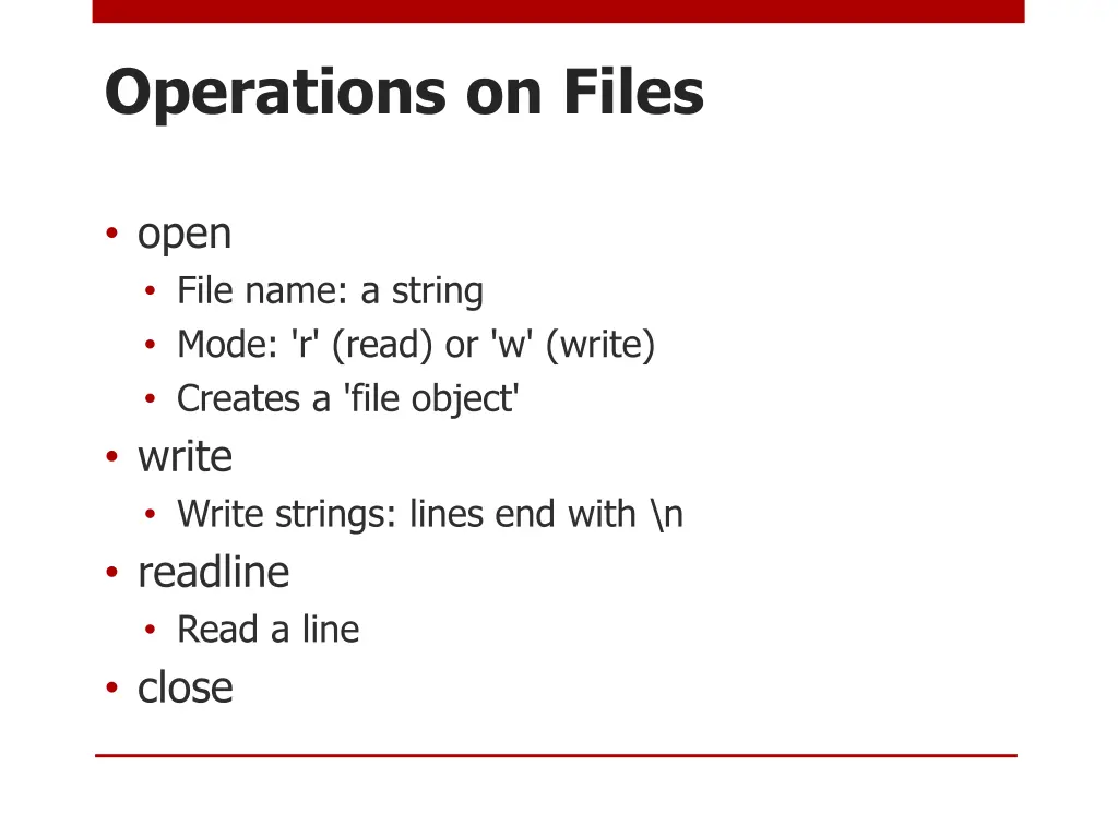 operations on files