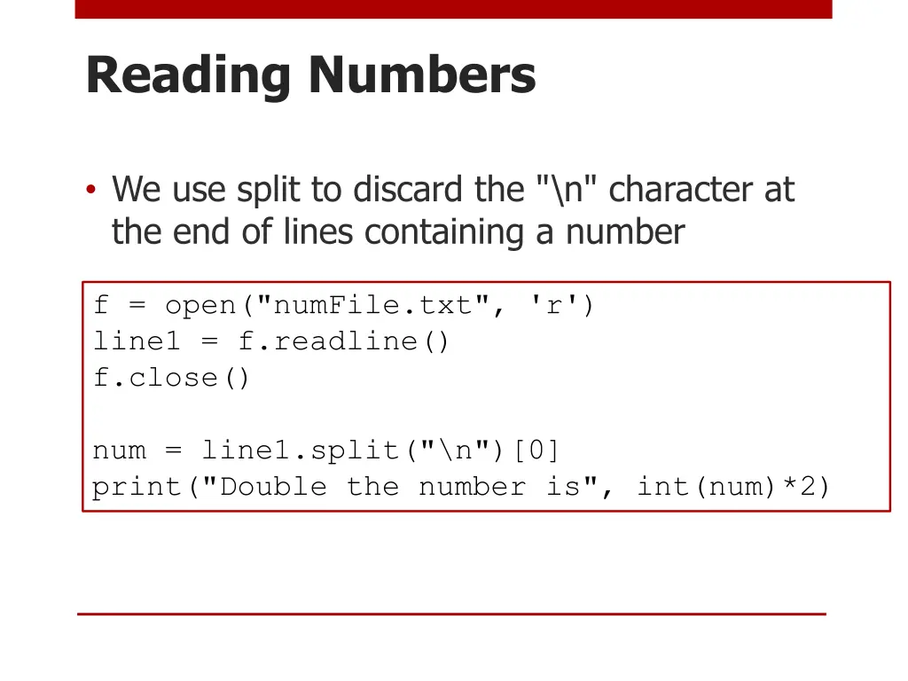 reading numbers