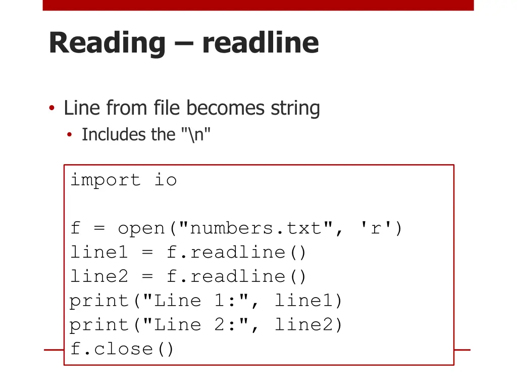 reading readline