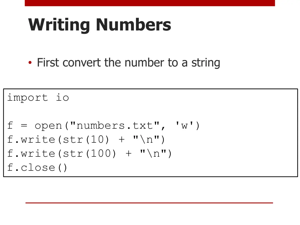 writing numbers