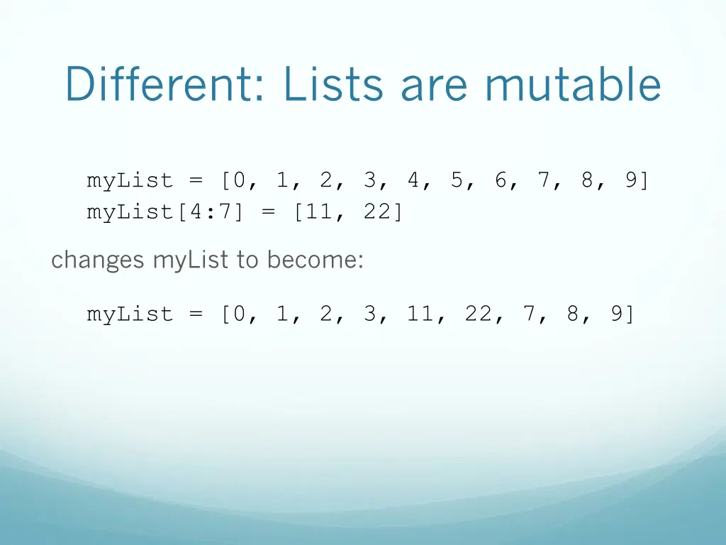 different lists are mutable 1