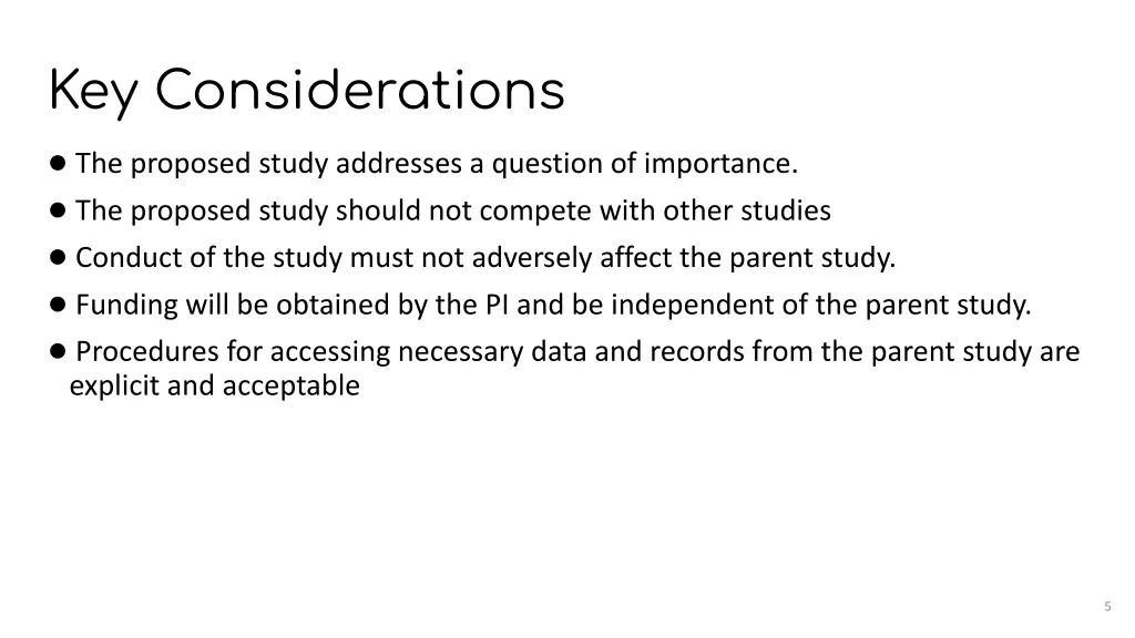 key considerations