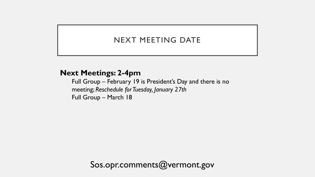 next meeting date