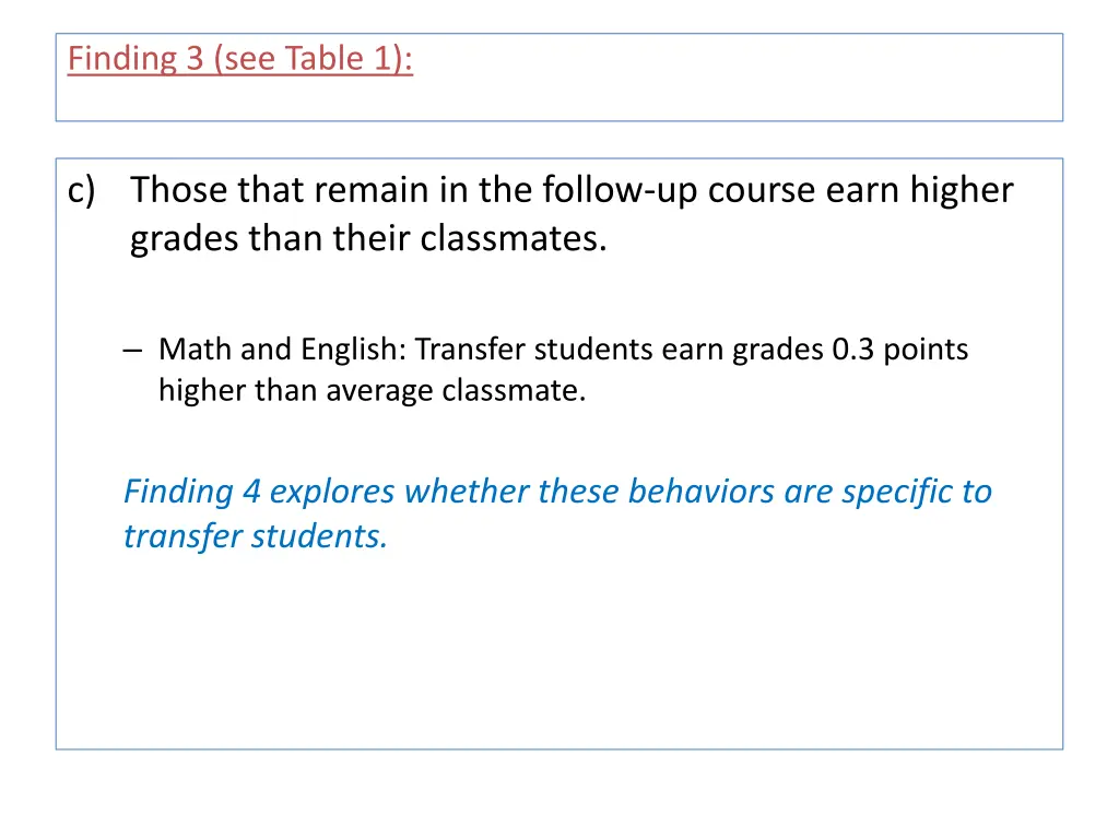 finding 3 see table 1 1