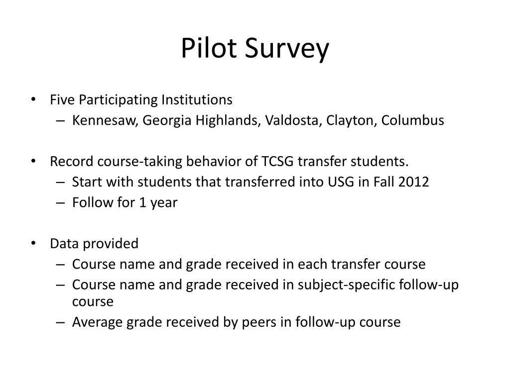 pilot survey