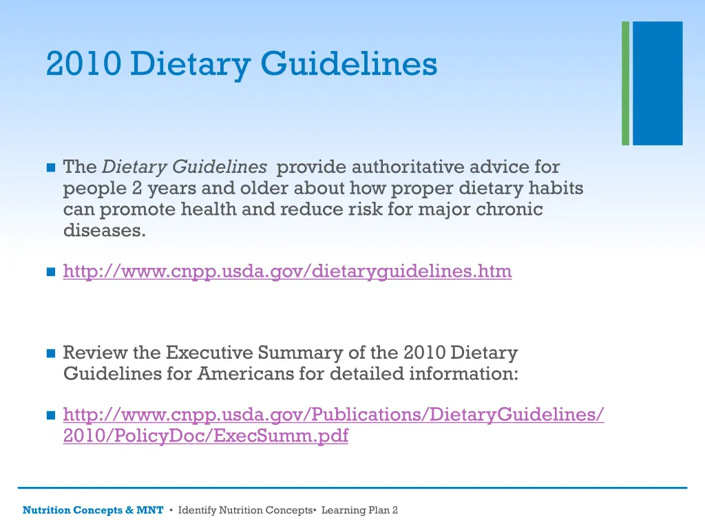 2010 dietary guidelines