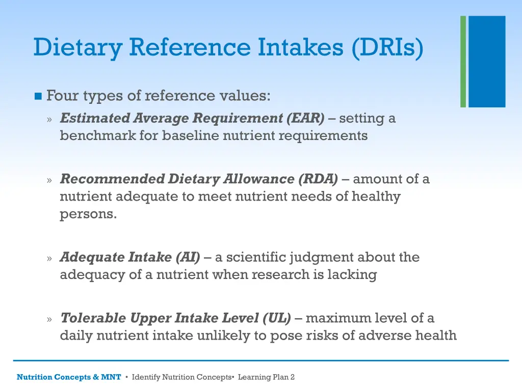 dietary reference intakes dris