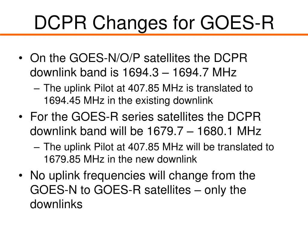 dcpr changes for goes r