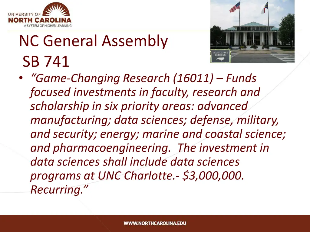 nc general assembly sb 741 game changing research
