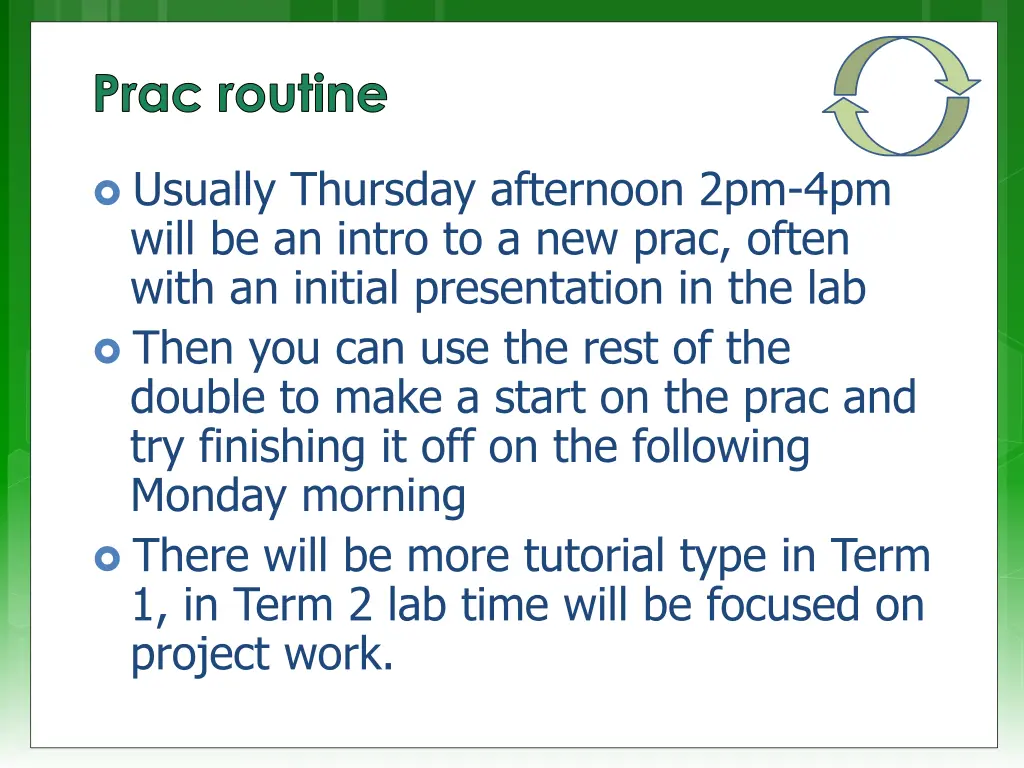 prac routine