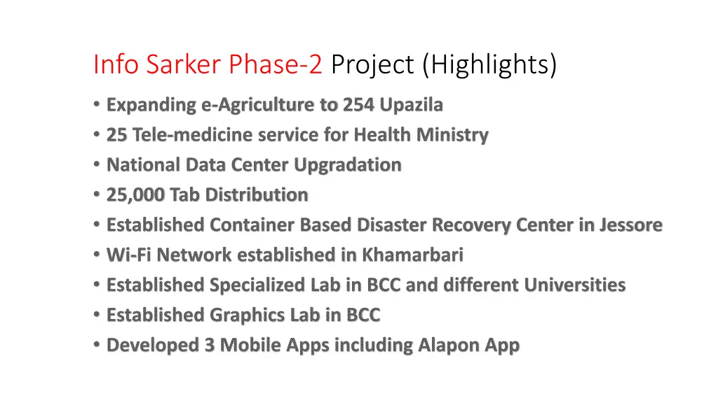 info sarker phase 2 project highlights 1