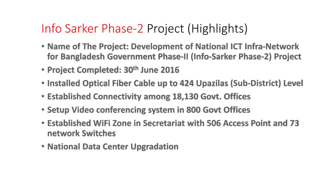 info sarker phase 2 project highlights