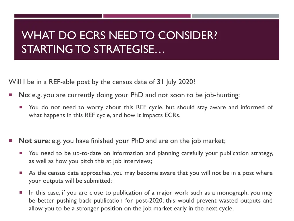 what do ecrs need to consider starting