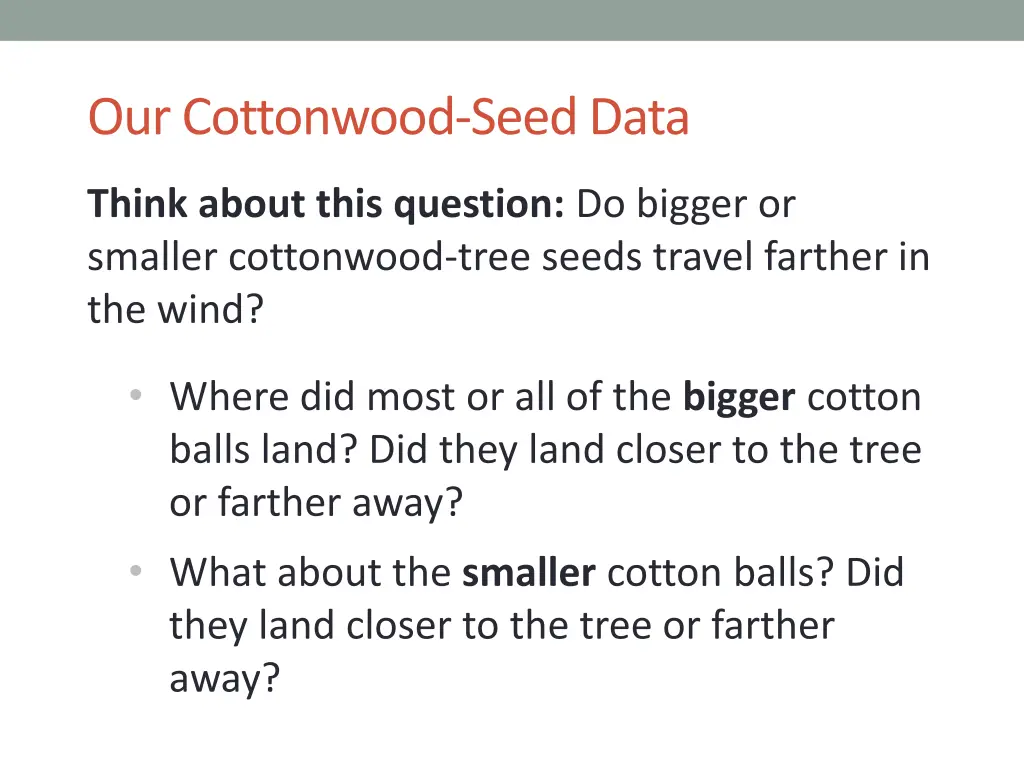 our cottonwood seed data