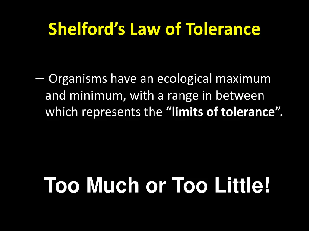 shelford s law of tolerance