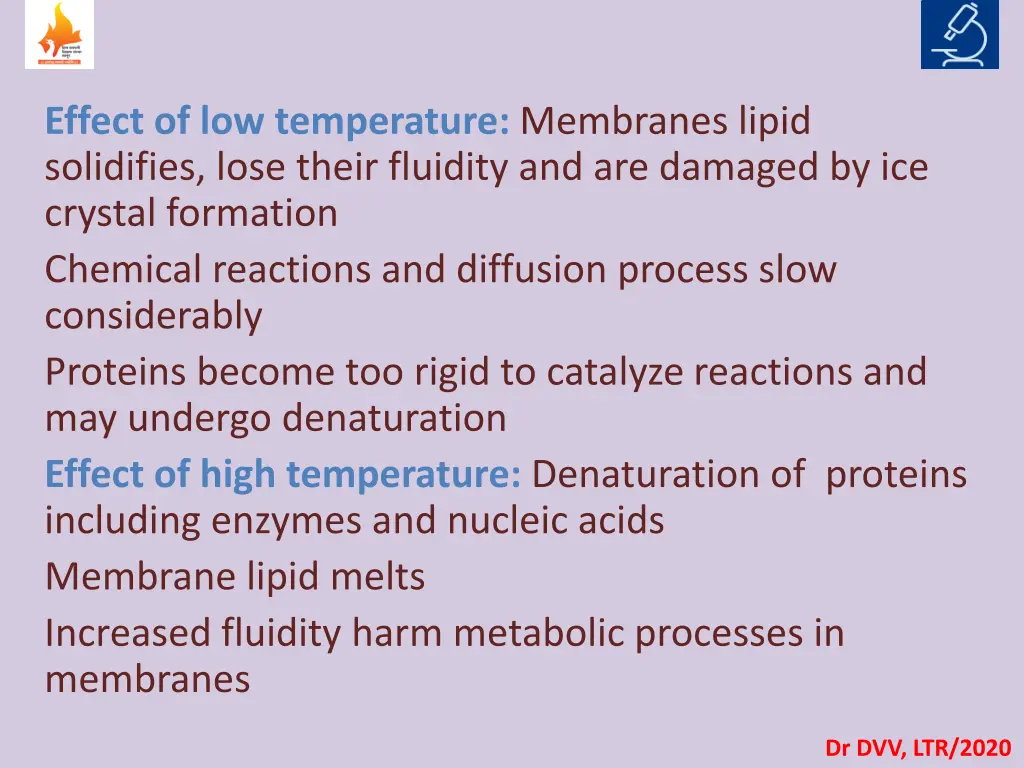 effect of low temperature membranes lipid