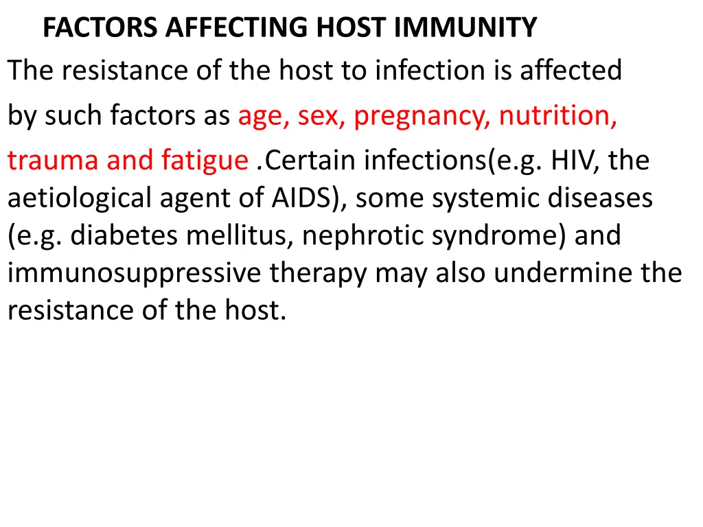 factors affecting host immunity the resistance