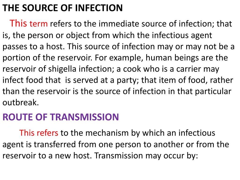 the source of infection this term refers