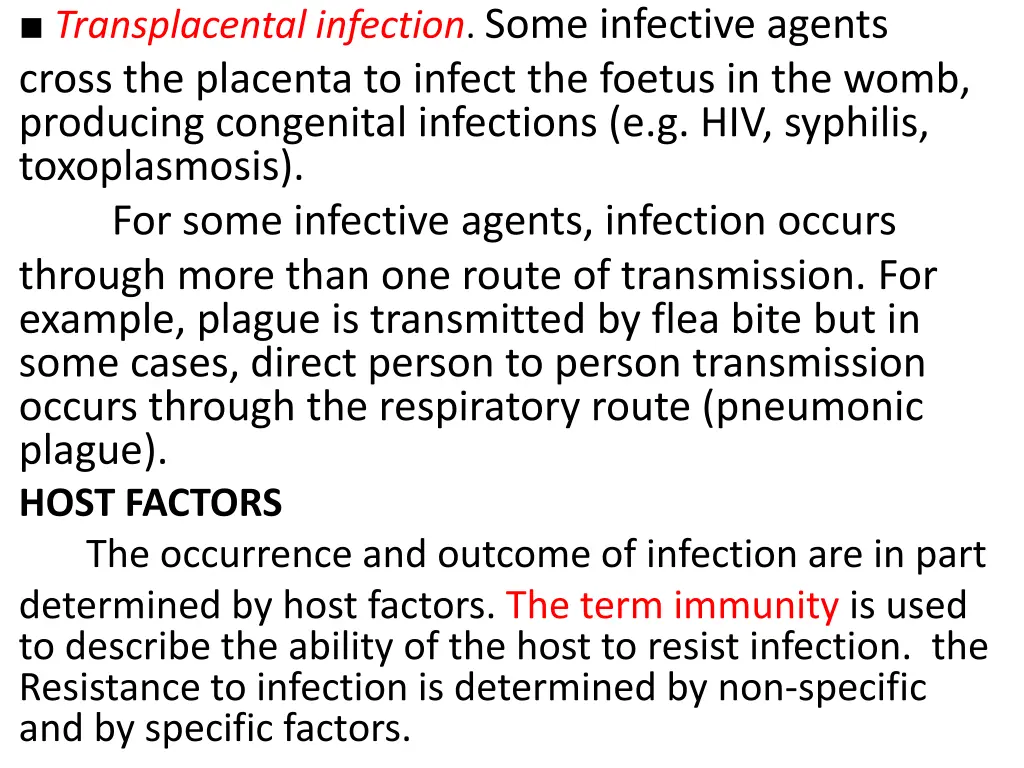 transplacental infection some infective agents