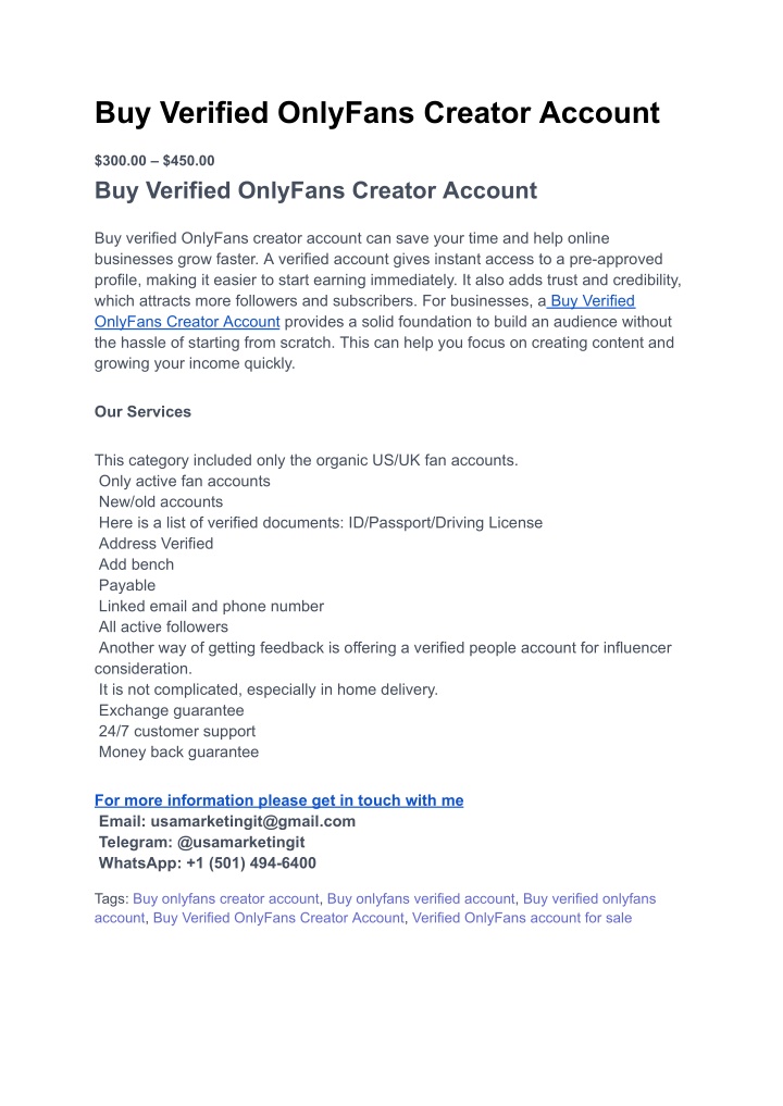 buy verified onlyfans creator account