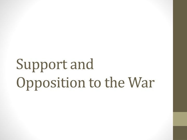 support and opposition to the war