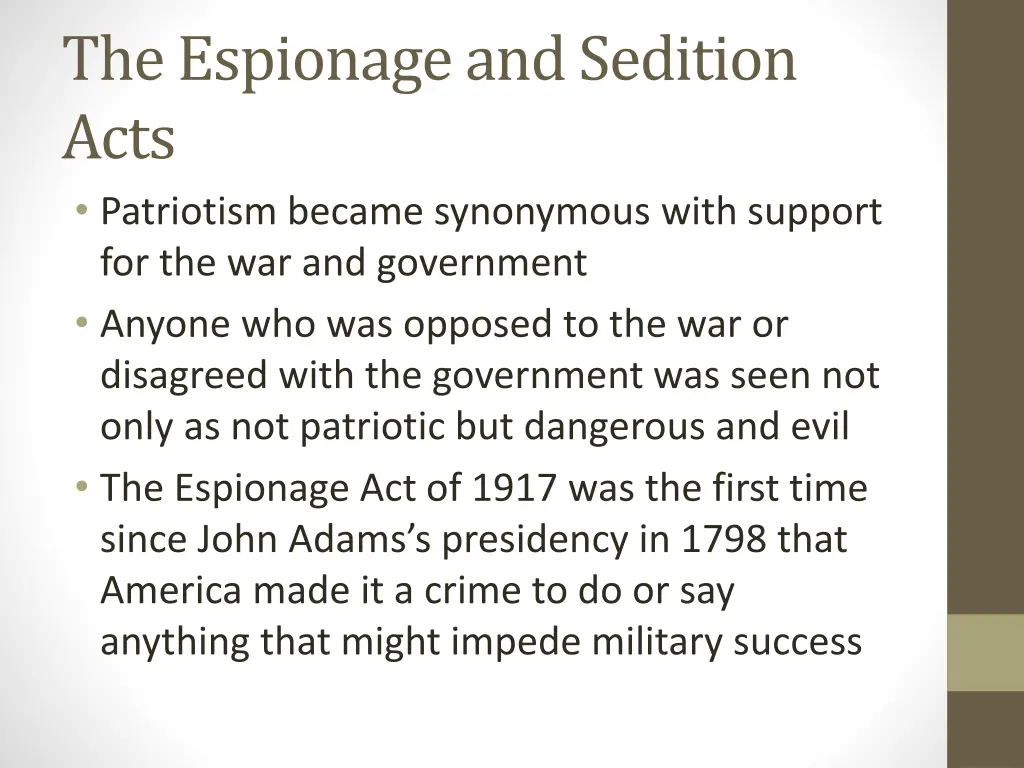 the espionage and sedition acts patriotism became