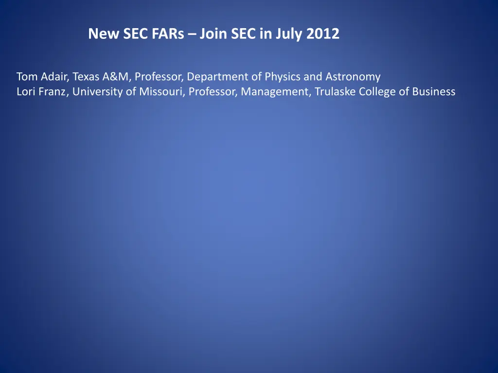 new sec fars join sec in july 2012