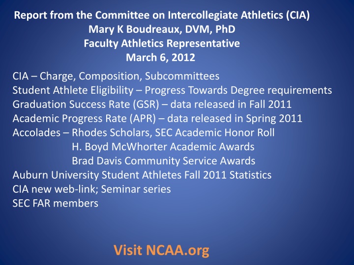 report from the committee on intercollegiate