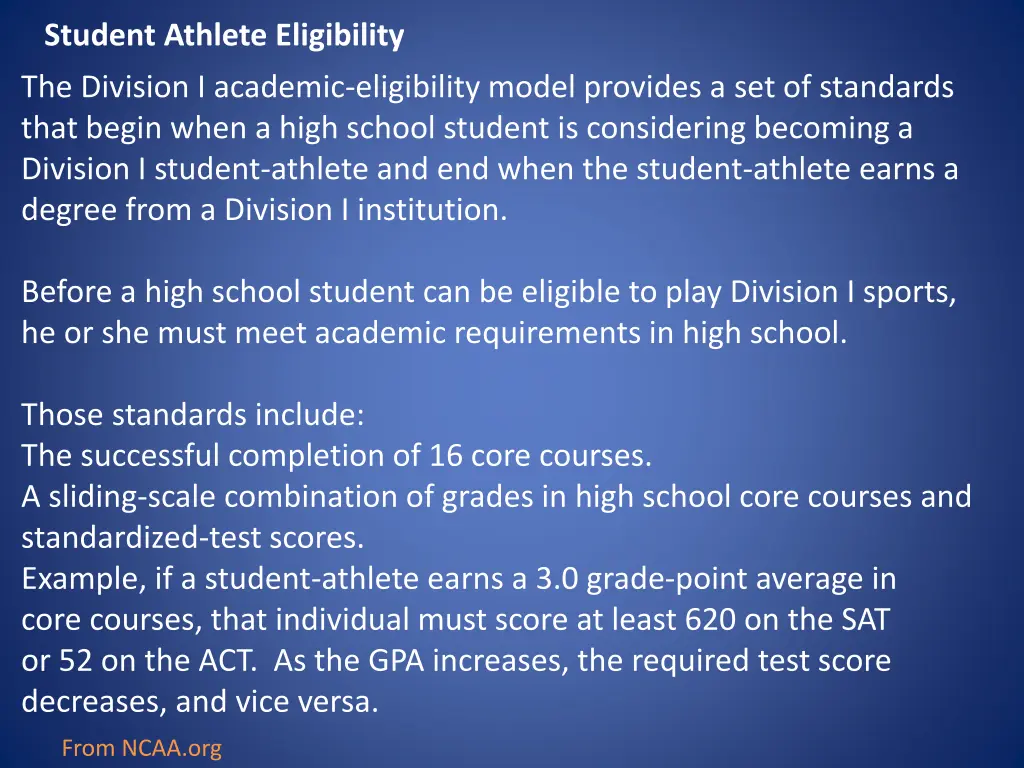 student athlete eligibility