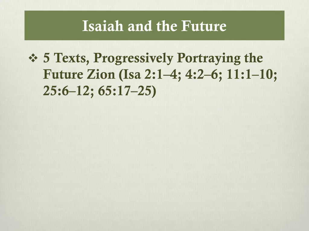 isaiah and the future