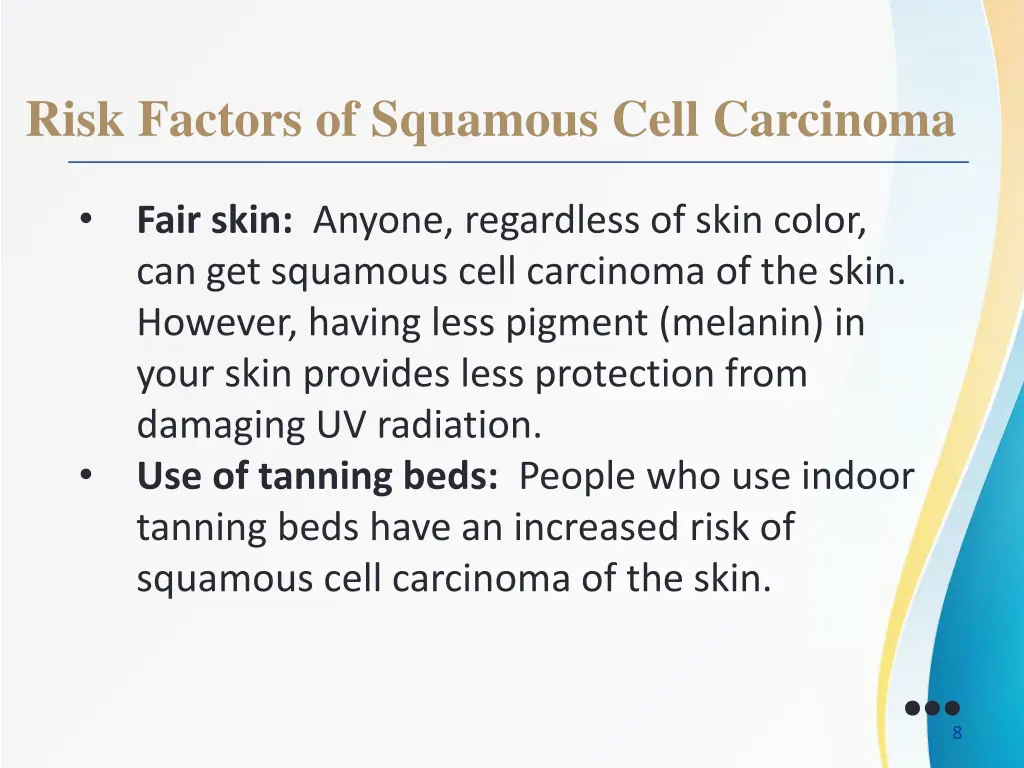 risk factors of squamous cell carcinoma