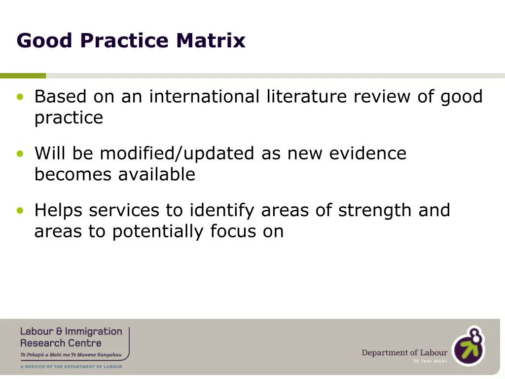 good practice matrix