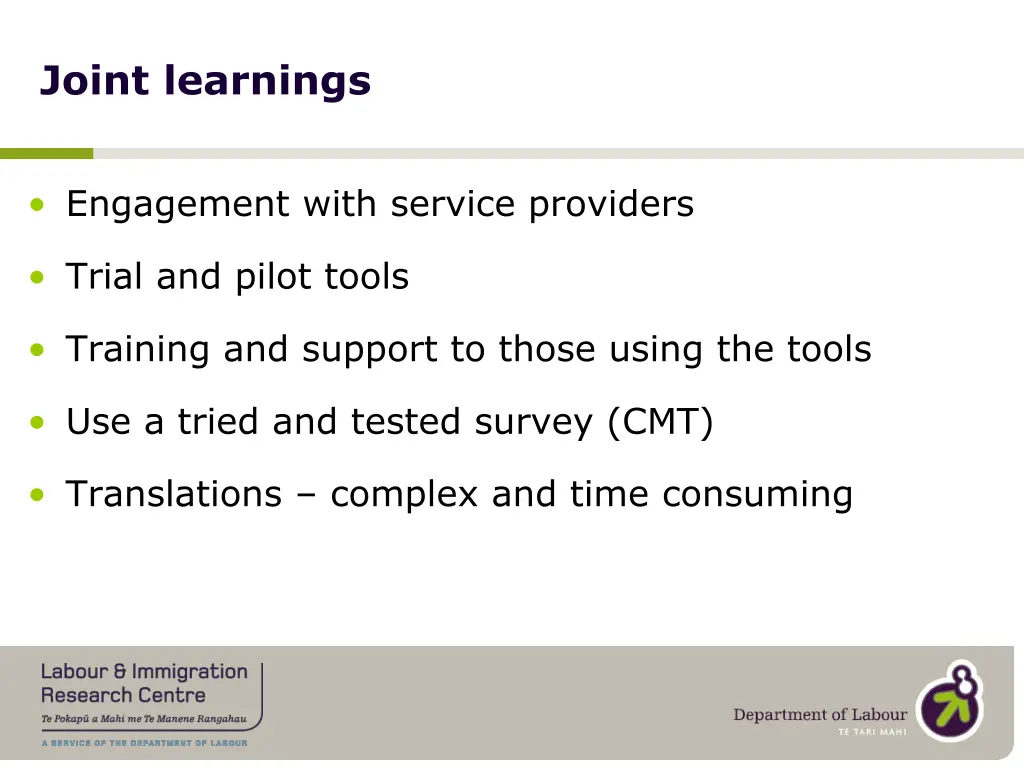 joint learnings 1